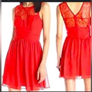 BCBGeneration Lava sleeveless fit & flare lace panel mini dress Sz 6